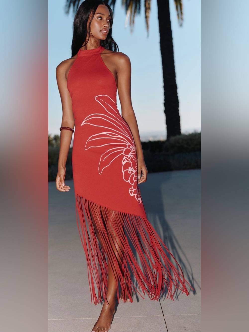 Farm Rio x Anthropologie Cotton Fringe Maxi Dress